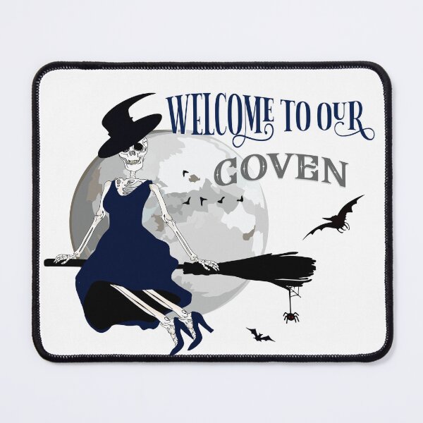 Item preview, Welcome to our goven.Cute skeleton in a blue dress on a broom. designed and sold by Anastasiia Yurevych.
