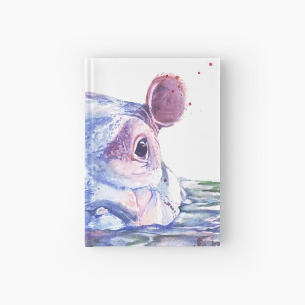 Happy Hippo Watercolor Painting Hardcover Journal
