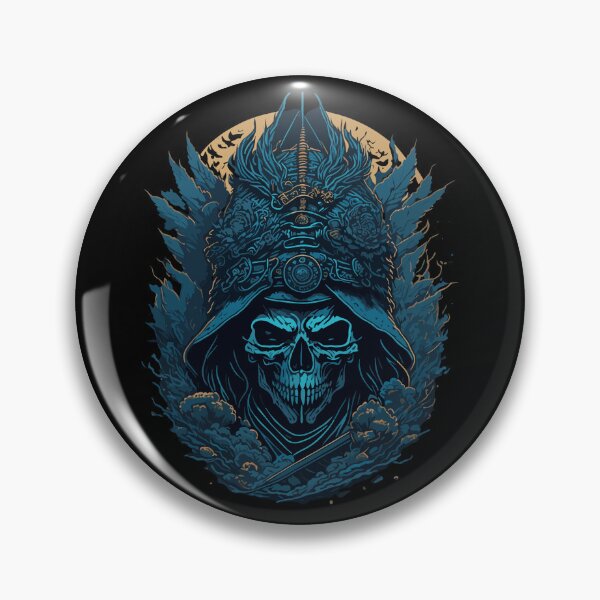 Item preview, Samurai skull with blue highlights designed and sold by Grafixfun.