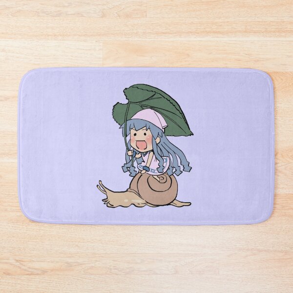 Item preview, I draw happy mini squid girl riding a snail with leaf umbrella / Shinryaku Ika Musume designed and sold by RansRoom.