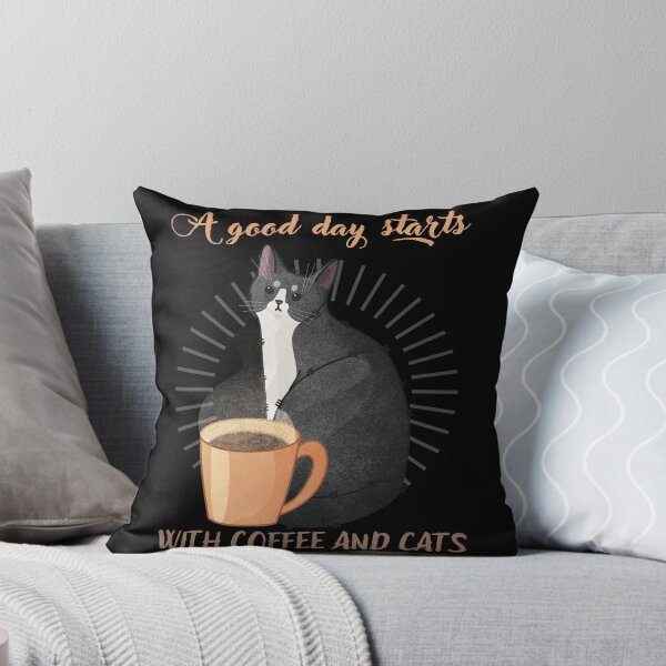 Item preview, A Good Day Starts with Coffee and Cats - Tuxedo Furbaby designed and sold by FelineEmporium.