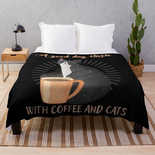 Item preview, A Good Day Starts with Coffee and Cats - Tuxedo Furbaby designed and sold by FelineEmporium.