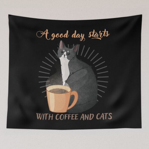 Item preview, A Good Day Starts with Coffee and Cats - Tuxedo Furbaby designed and sold by FelineEmporium.
