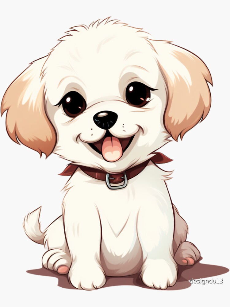 Clipart Mignon Chien Kawaii Sur Fond Blanc