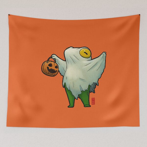 Item preview, adorable ghost frog halloween drawing designed and sold by DingHuArt.