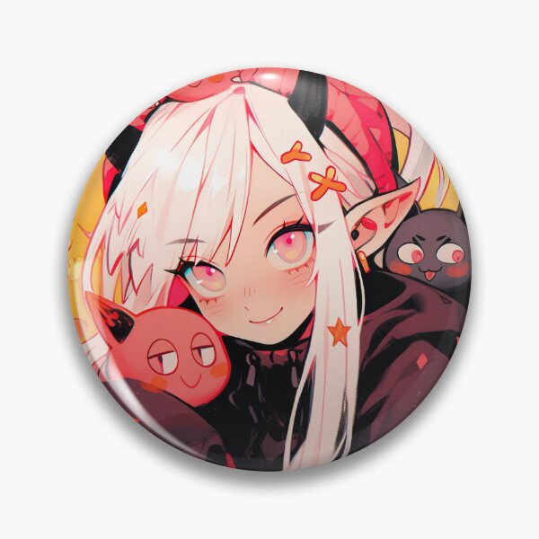 Adorable Heart Eyed Tongue Out Demon Anime Girl Pin for Sale by bubblegoth