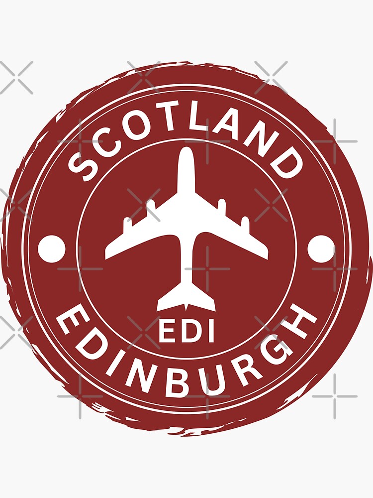 Scotland Edinburgh EDI Airport Code Passport Stamp Sticker