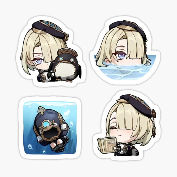 Item preview, Freminet Genshin Impact Chibi Stickers Set designed and sold by dudu-inpajamas.