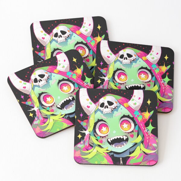 Item preview, Cute Excited Skull Demon Anime Girl designed and sold by bubblegoth.