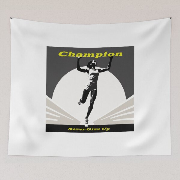 Item preview, Champion Girl Woman Athlete Never Give Up Runner Retro Art designed and sold by redstar19.