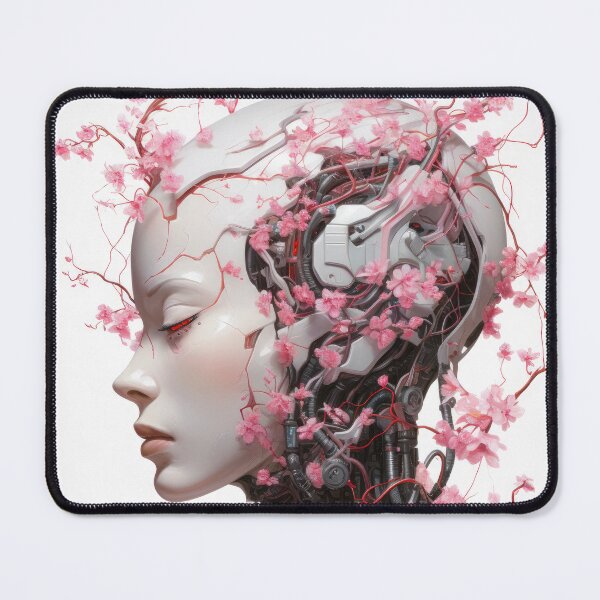 Item preview, Floral Cyborg Head 06 Pink and White designed and sold by mhfoto.
