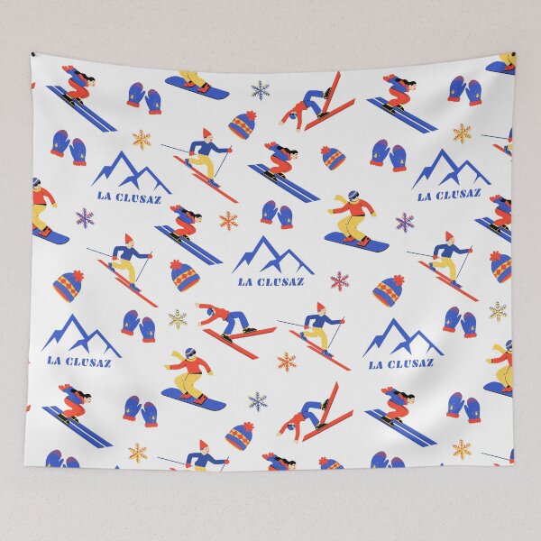 Item preview, La Clusaz France Ski Snowboard seamless pattern designed and sold by Vintage-TM.