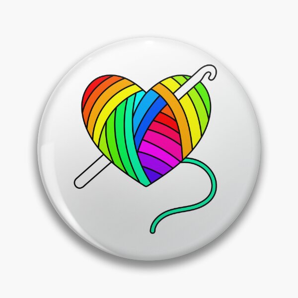 Item preview, Corazón de crochet arcoiris designed and sold by SkunksStash.