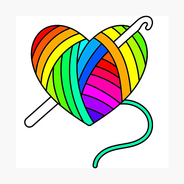 Artikelvorschau, Regenbogen-Häkelherz entworfen und verkauft von SkunksStash.