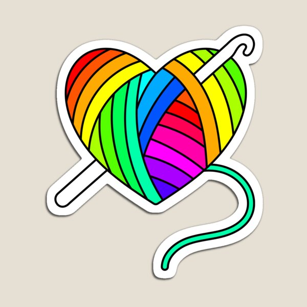 Aperçu de l'œuvre Coeur au crochet arc-en-ciel créée et vendue par SkunksStash.
