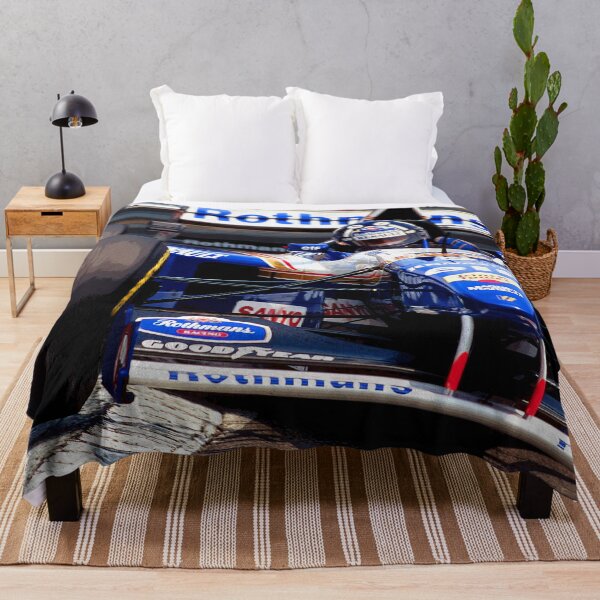 Item preview, Damon Hill racing his 1995 FW17 F1 racecar over the kerbs abstract oil painting designed and sold by Rodissimus1984.