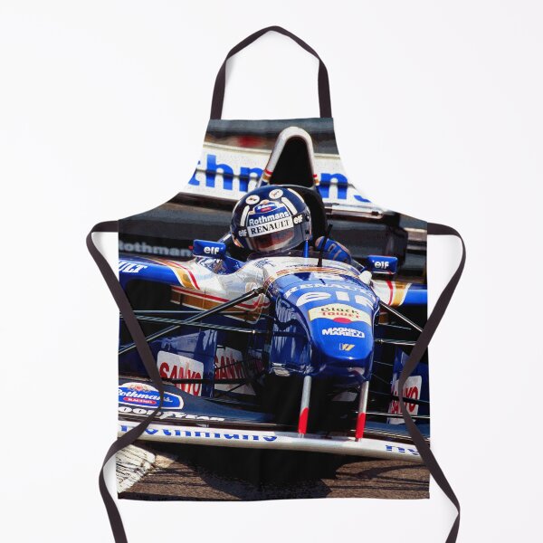 Item preview, Damon Hill racing his 1995 FW17 F1 racecar over the kerbs abstract oil painting designed and sold by Rodissimus1984.