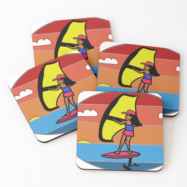Item preview, Brunette woman wing foiling designed and sold by RickPostCo.