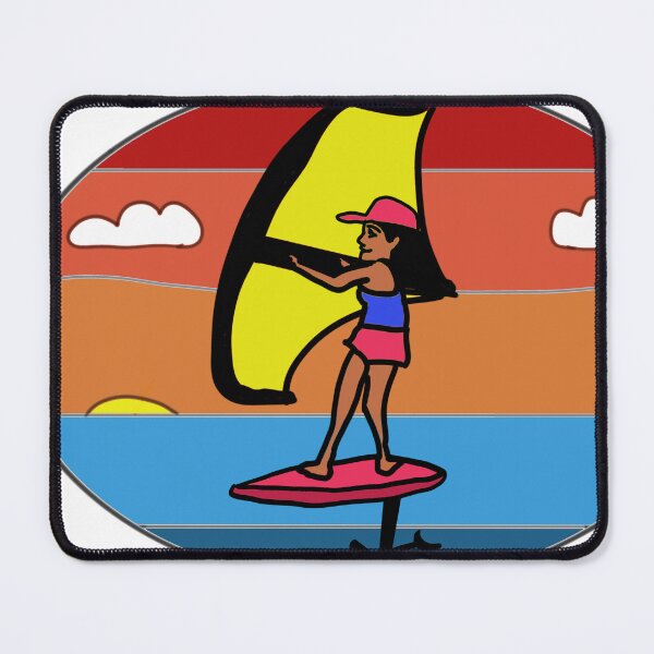Item preview, Brunette woman wing foiling designed and sold by RickPostCo.