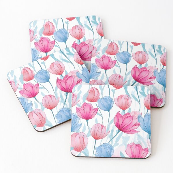 Item preview, Blue and Pink Tulip Seamless Pattern designed and sold by exitbird.