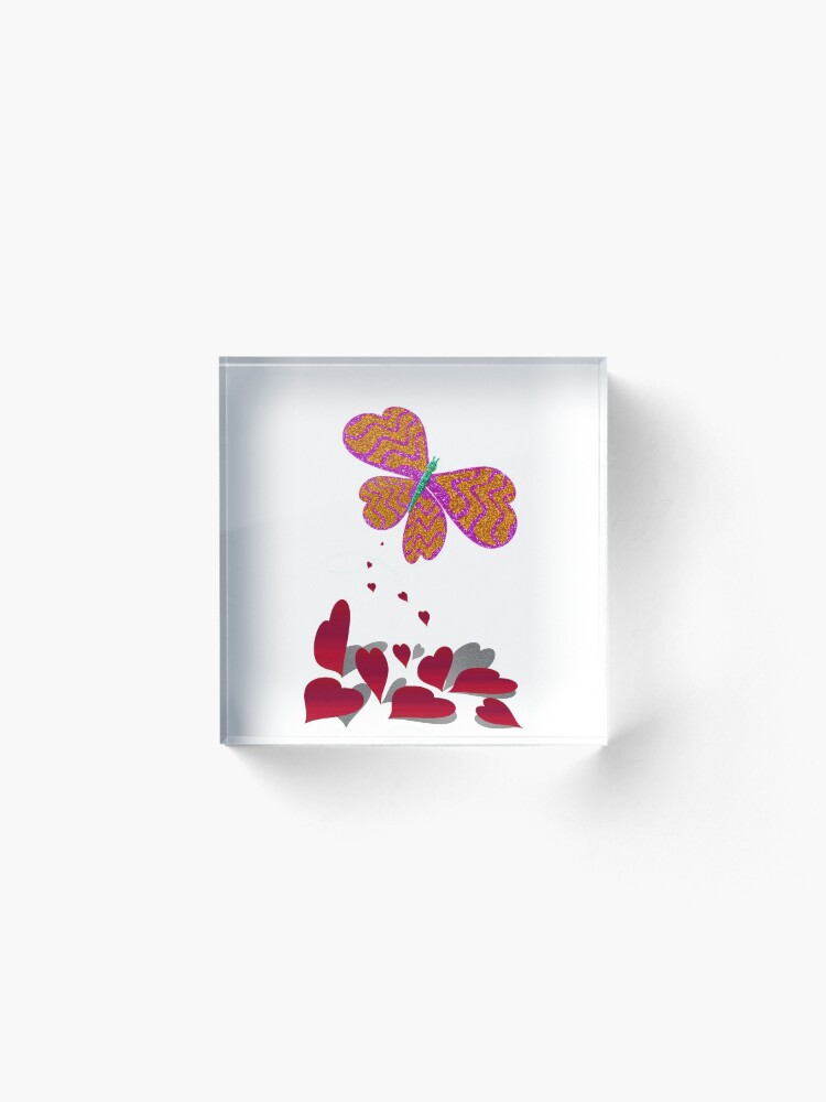 Vista alternativa de Bloque acrílico Con All My Heart Butterfly