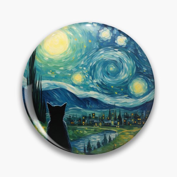 Item preview, Van gogh Inspired Starry Night Cat Painting designed and sold by Vangoholic.