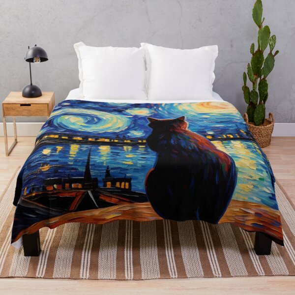 Item preview, Van gogh Inspired Starry Night Cat Painting designed and sold by Vangoholic.