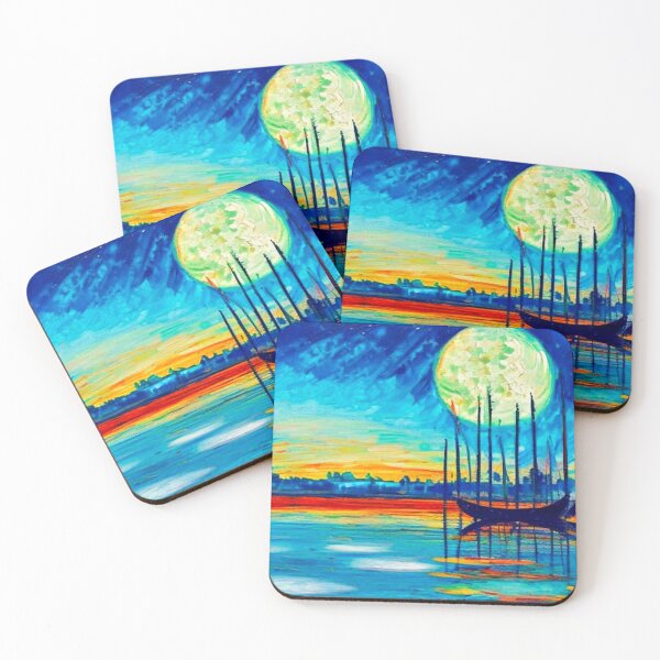 Item preview, Moonlight on river designed and sold by George Hutton Hunter.