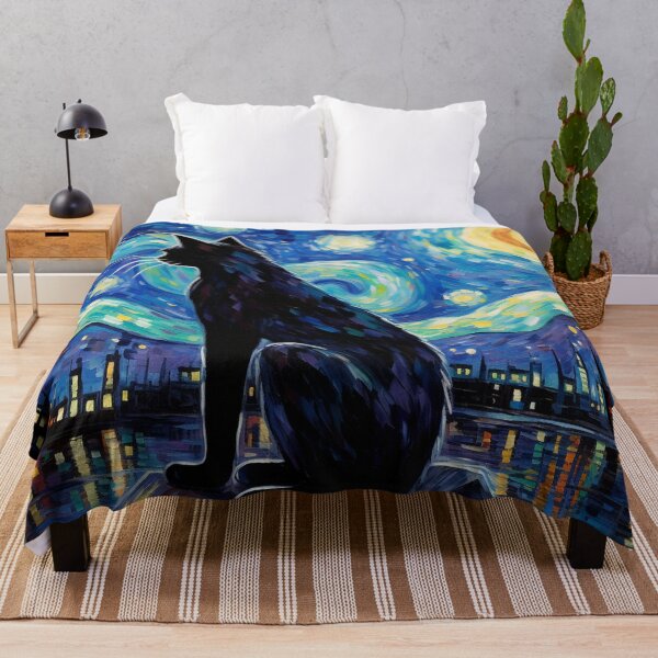 Item preview, Van gogh Inspired Starry Night Cat Painting designed and sold by Vangoholic.