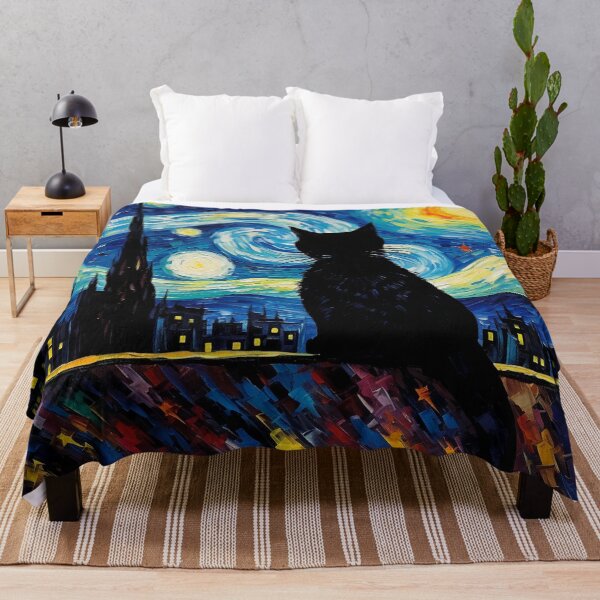 Item preview, Van gogh Inspired Starry Night Cat Painting designed and sold by Vangoholic.