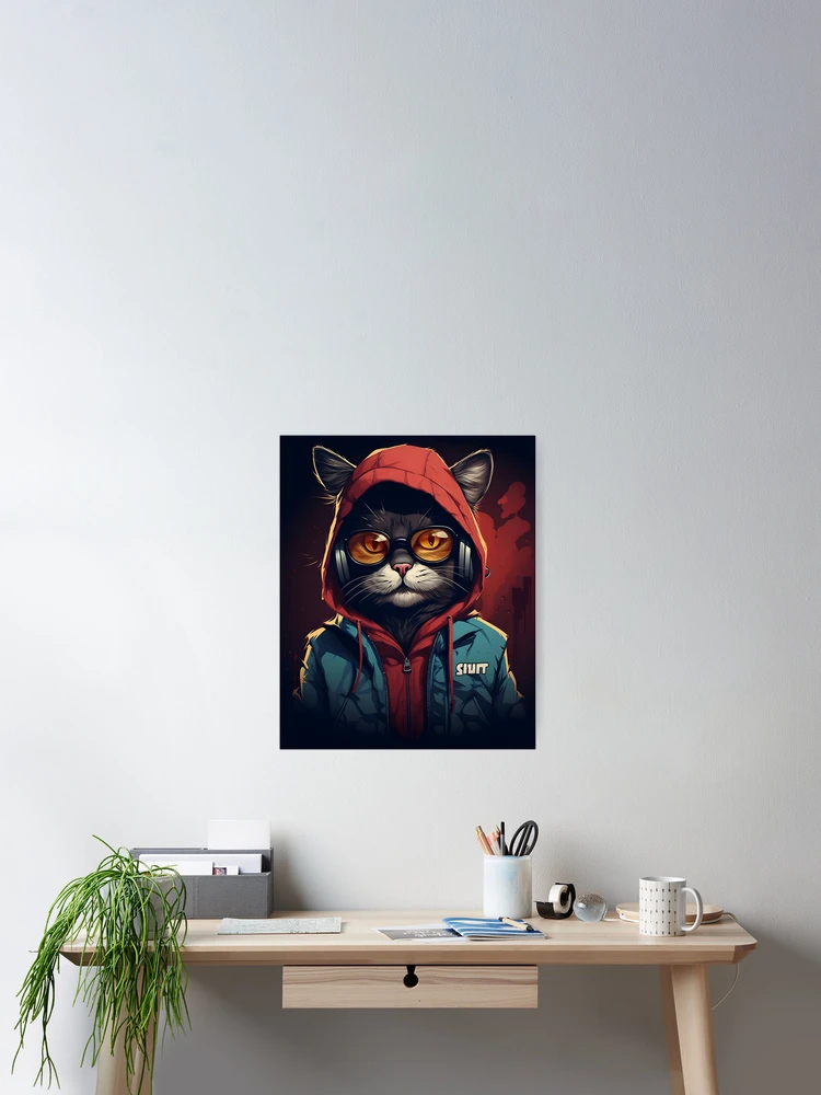 Thumbnail 2 of 3, Poster, Cat Rapper designed and sold by somruedee.