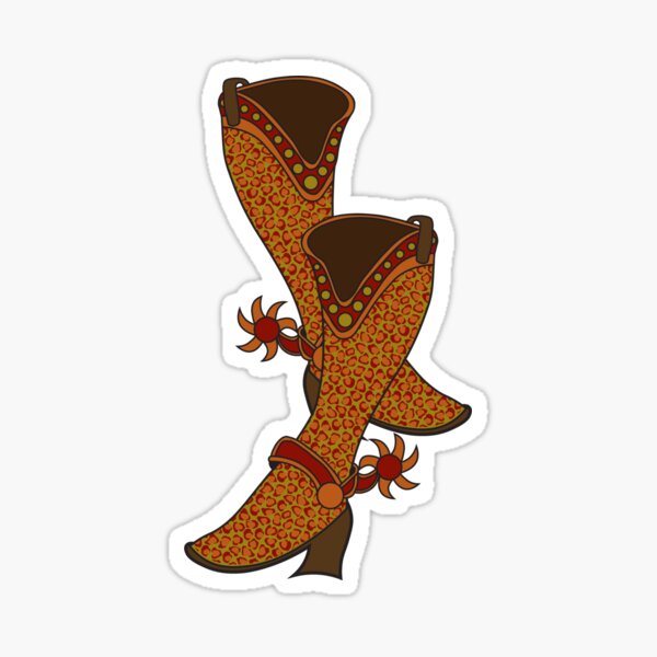 Festive Leopard Print Cowgirl Boots Sticker Sticker
