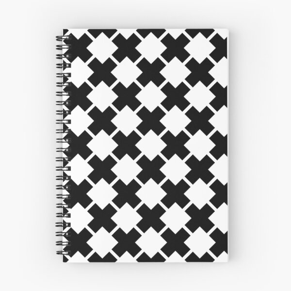 Item preview, Monochrome Black Lines and White Squares Swiss Traditional Retro 60s Cross Pattern, designed and sold by PenguinForests.