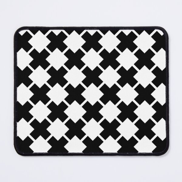 Item preview, Monochrome Black Lines and White Squares Swiss Traditional Retro 60s Cross Pattern, designed and sold by PenguinForests.