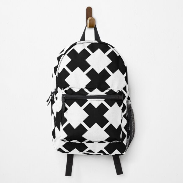 Item preview, Monochrome Black Lines and White Squares Swiss Traditional Retro 60s Cross Pattern, designed and sold by PenguinForests.