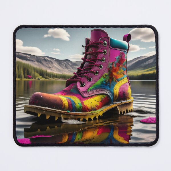 Item preview, Artwork that captures the beauty of a lake in the style of a colorful shoe paintings designed and sold by AI-Only Creations.