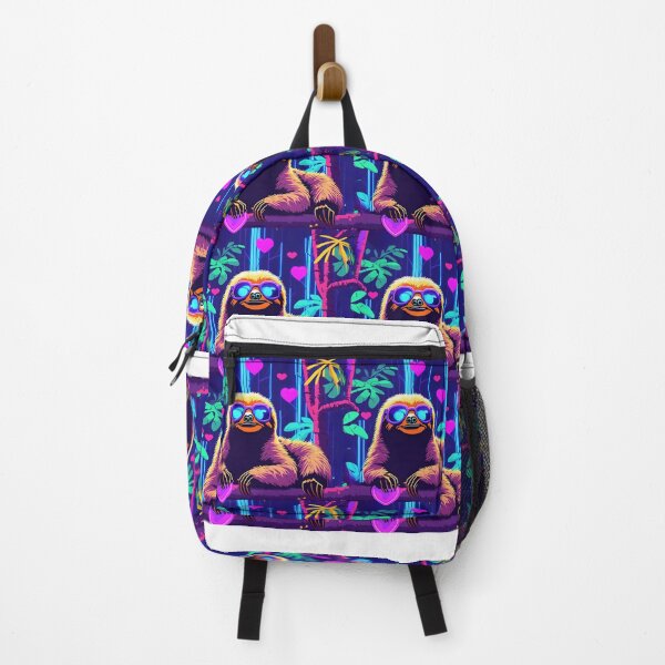 Item preview, Neon arcade sloth in jungle pattern designed and sold by slothsandducks.