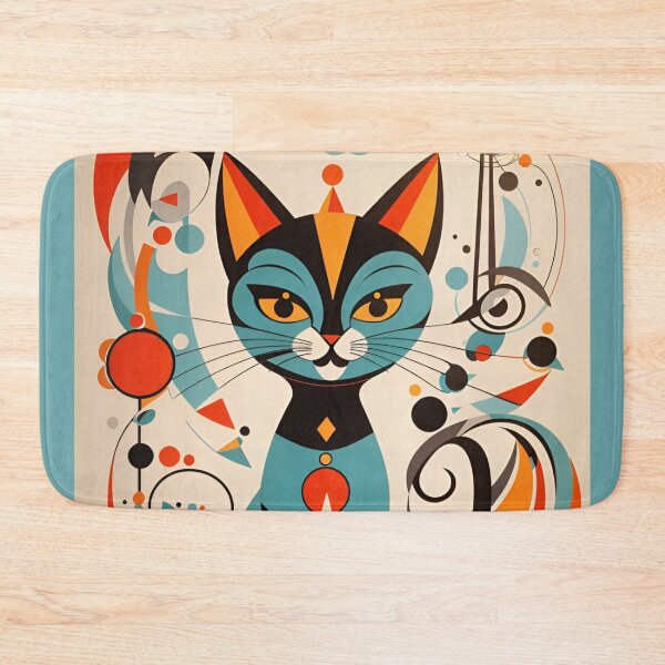 Vintage Retro Atomic Cat Mid Century Modern Bath Mat
