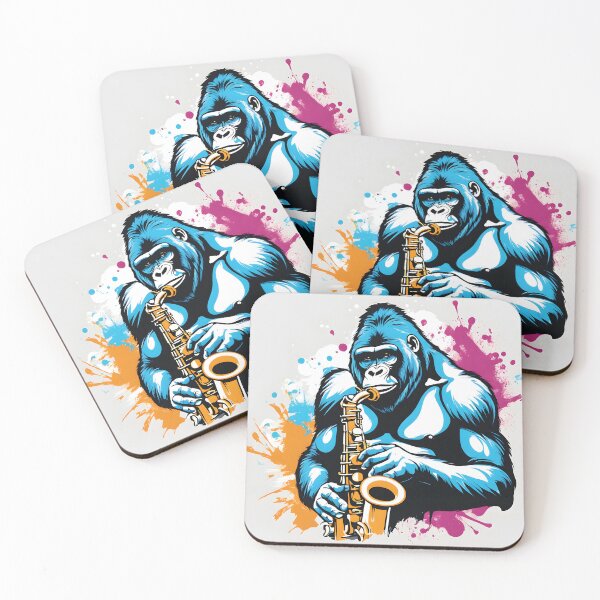 Item preview, A big gorilla playing the saxophone. It is talented. designed and sold by studiomrska.