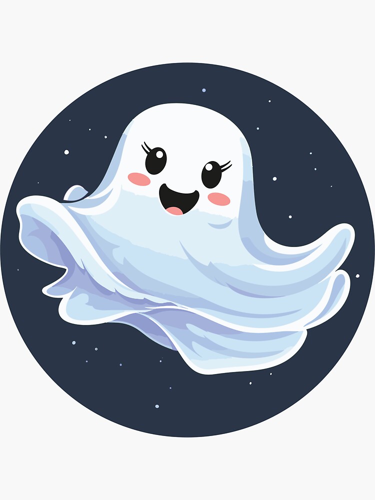Thumbnail 3 of 3, Sticker, Cute Ghost Dancing Happy for Halloween designed and sold by hidden-design.