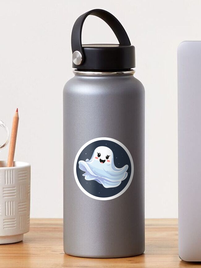 Thumbnail 1 of 3, Sticker, Cute Ghost Dancing Happy for Halloween designed and sold by hidden-design.