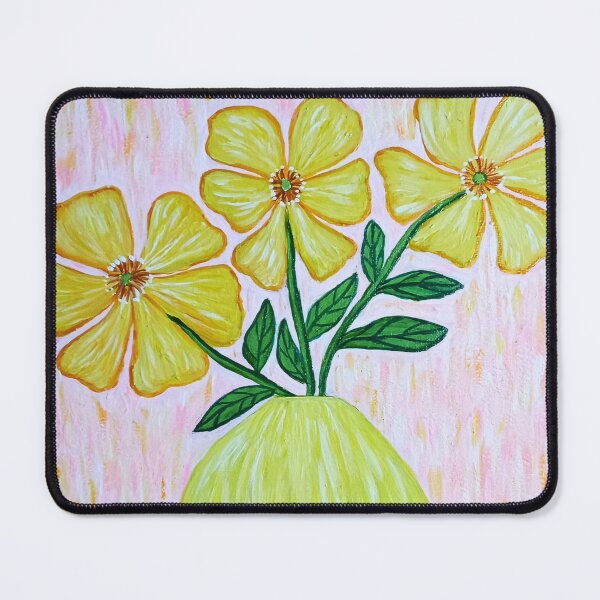 Item preview, Yellow flowers on a coconut vase designed and sold by AnnaPaints71.