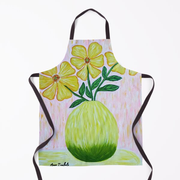 Item preview, Yellow flowers on a coconut vase designed and sold by AnnaPaints71.