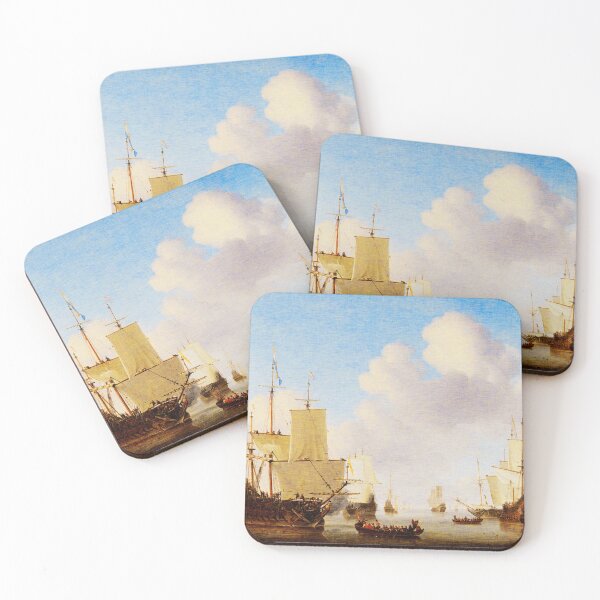 Item preview, Dutch men-o'-war and other shipping in a calm: Willem van de Velde the Younger designed and sold by will-o-wares.