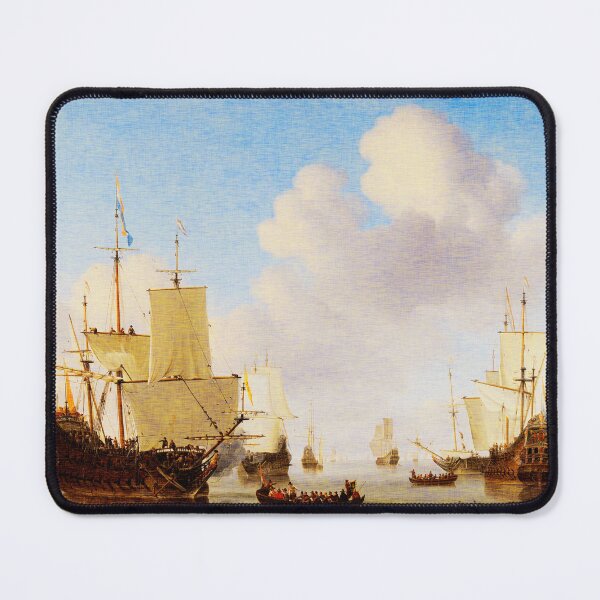 Item preview, Dutch men-o'-war and other shipping in a calm: Willem van de Velde the Younger designed and sold by will-o-wares.