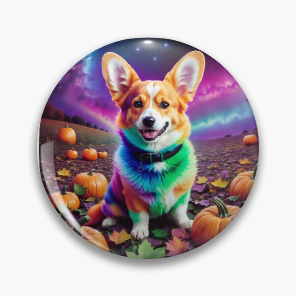 Item preview, Neon Rainbow Fantasy Halloween Space Corgi Puppy designed and sold by The Devil That You Forgot.