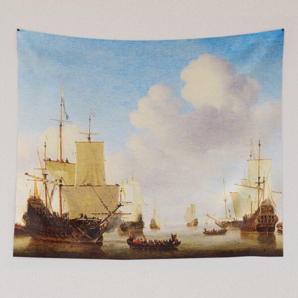 Item preview, Dutch men-o'-war and other shipping in a calm: Willem van de Velde the Younger designed and sold by will-o-wares.