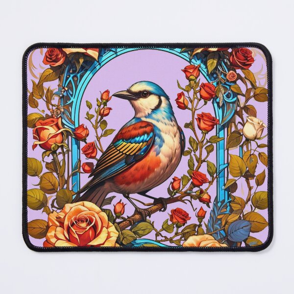 Item preview, Bird on a branch with roses retro vintage floral design designed and sold by BorgSpareParts.