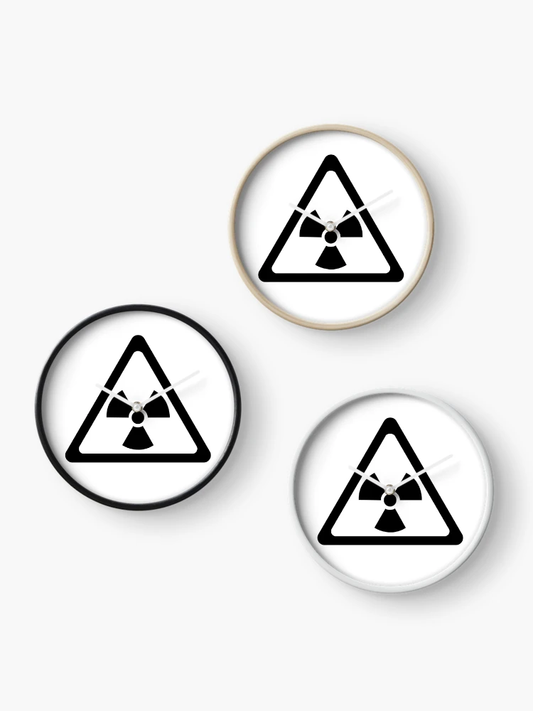 Thumbnail 3 of 4, Clock, Radioactive Symbol Warning Sign - Triangular designed and sold by ScienceCorner.