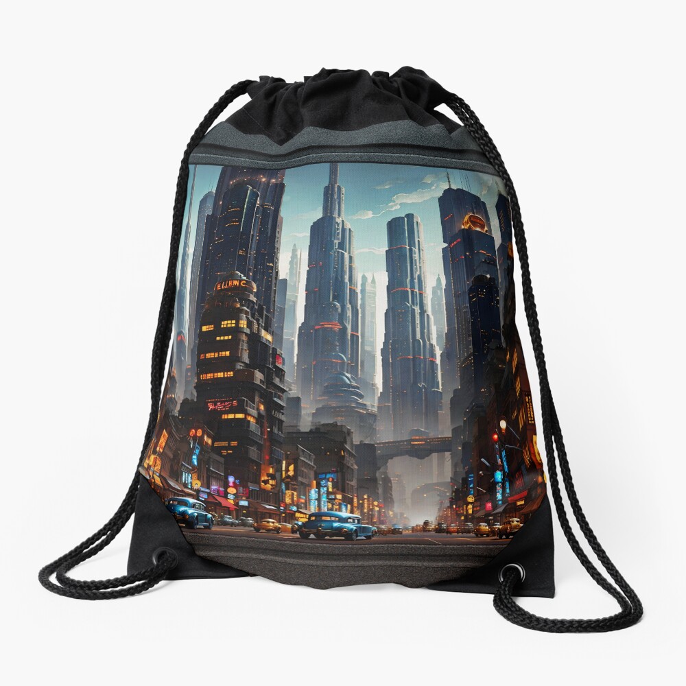 The Old Lancer Metropolis Stunning AI Concept Art by Xzendor7 Decorative Draw String Bag Art Print